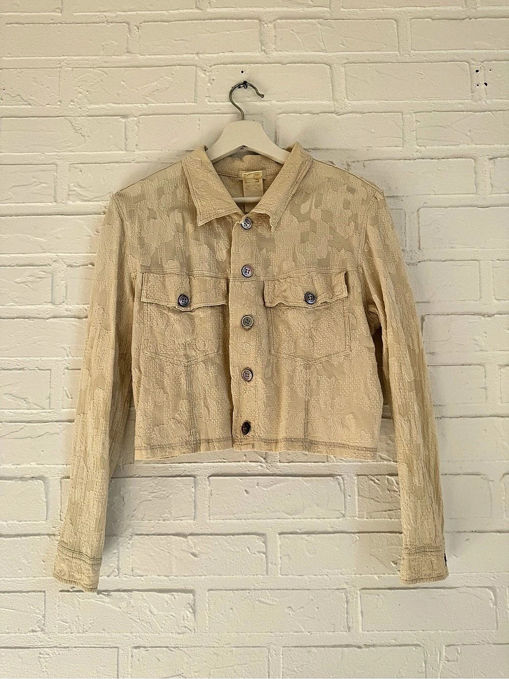 Textured Cropped Jacket in Beige Like New